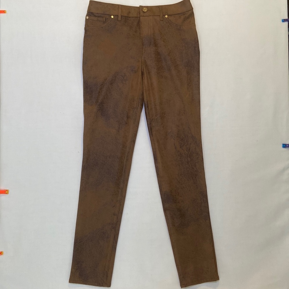 Chicos brown faux suede slim stretch pants sz 00 or 2